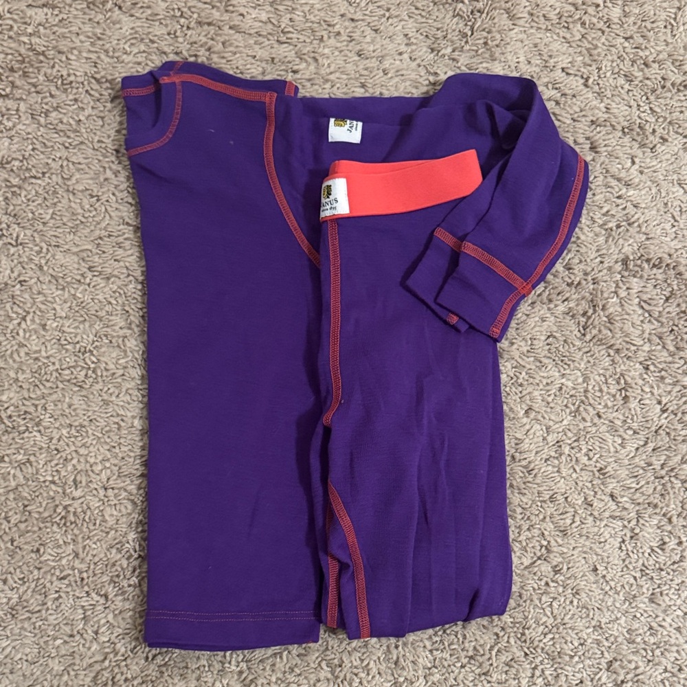 Purple and Red merino wool base layer  Set size 6 years